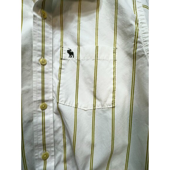 Abercrombie & Fitch Mens Striped Long Sleeve Button-Up Shirt M Muscle Fit White - Picture 6 of 15